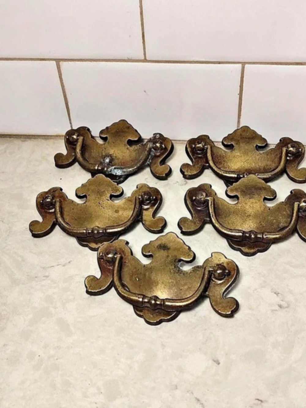 KBC Vintage Decorative Drawer Pulls Set of 5 Brown & Gold